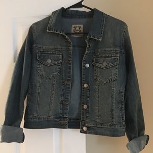 Papaya Distressed Denim Jacket